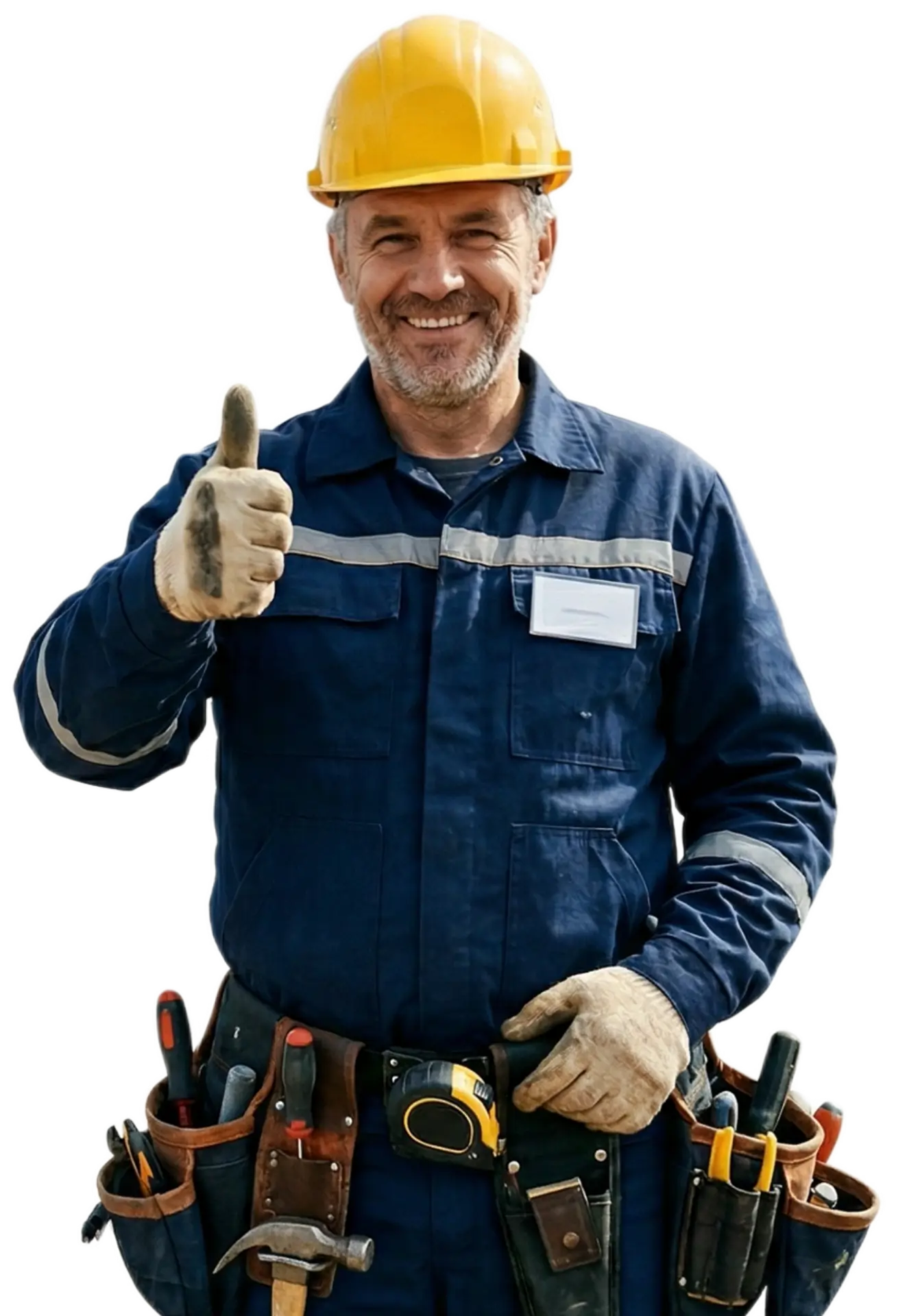 A smiling construction worker in a hard hat giving a thumbs-up, representing Custom Home Builders in South Carolina.